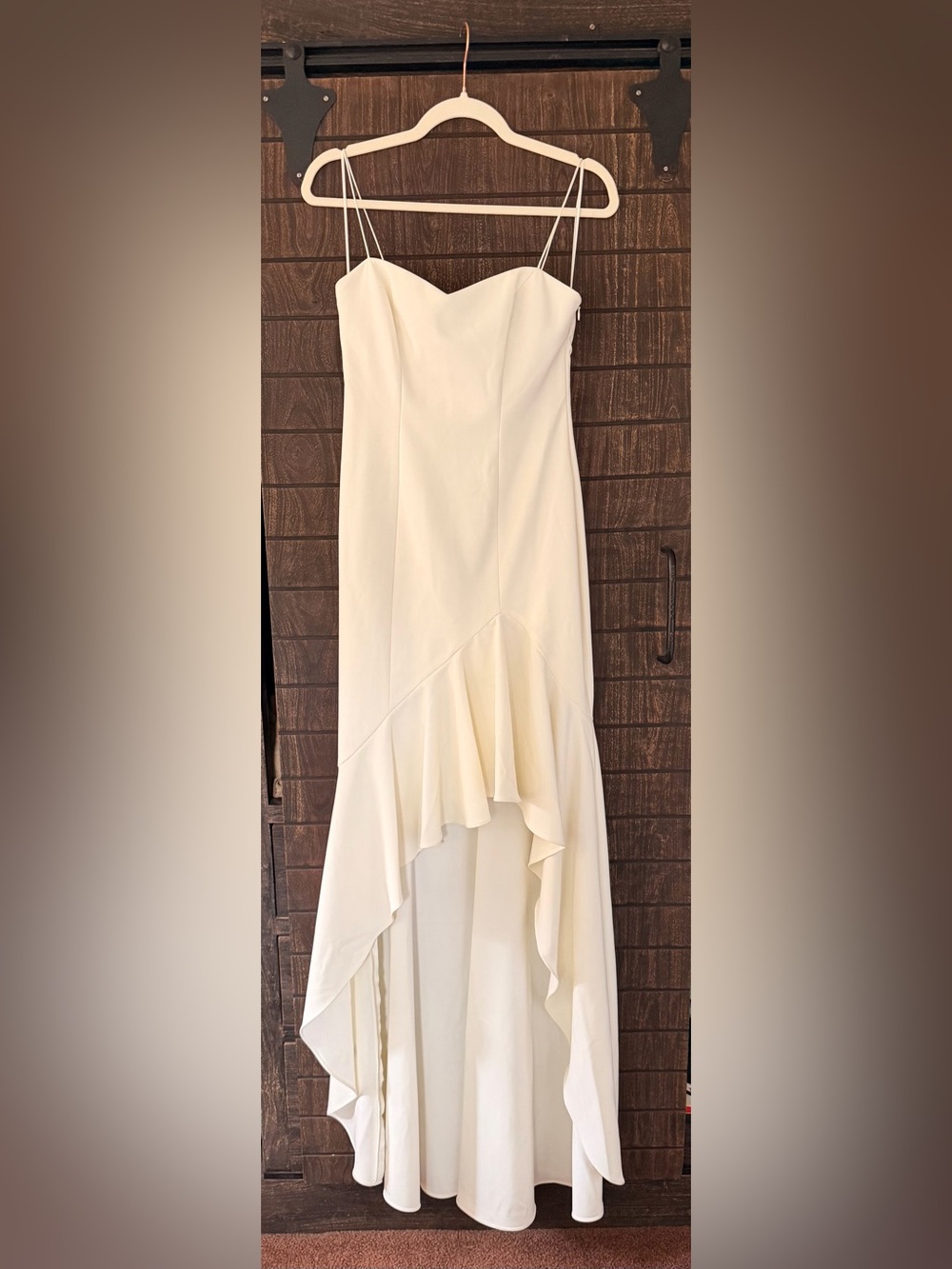 Likely High-Low Ruffle Hem Strapless Skirt
